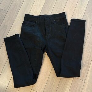 Good American black waxy jeans
